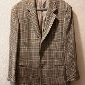Giorgio Armani Brown and Tan Checkered Blazer